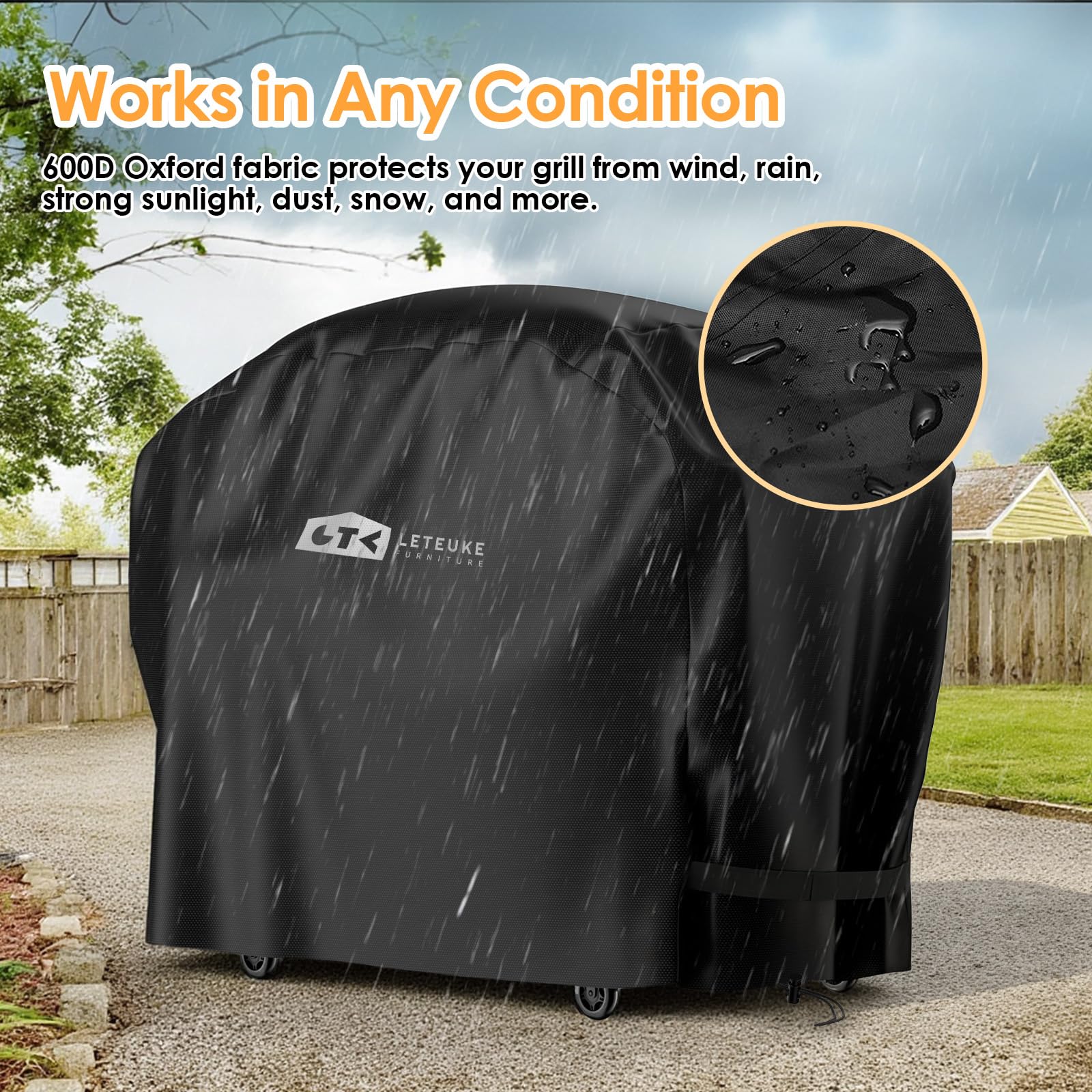 Leteuke pizza oven cart cover adjustment straps secure a snug fit.