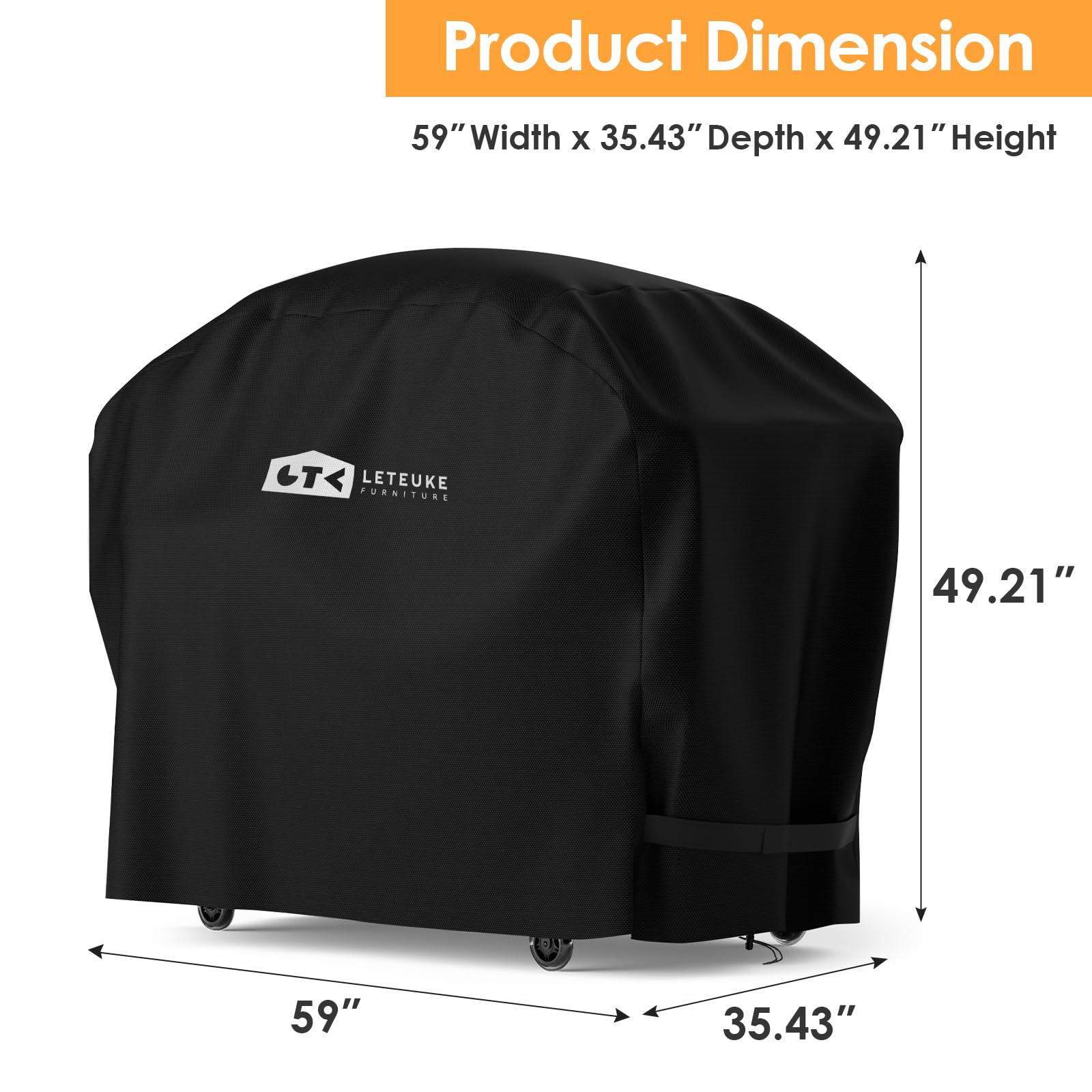 Leteuke pizza oven cart cover material detail highlights 600D Oxford with PVC inner layer.