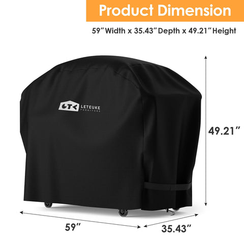 Leteuke pizza oven cart cover material detail highlights 600D Oxford with PVC inner layer.