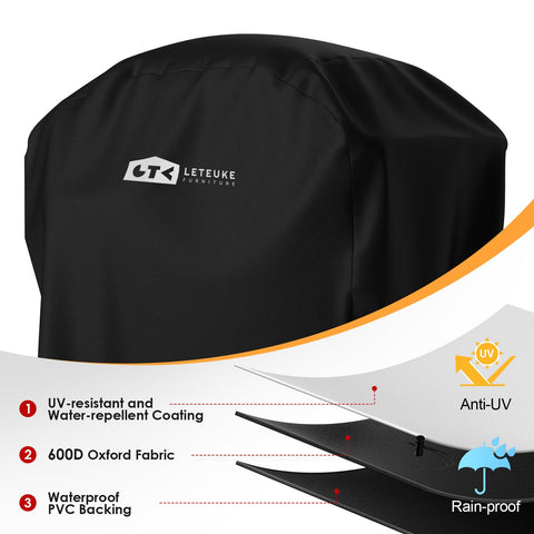 Leteuke pizza oven cart cover stitching closeup shows durable construction.