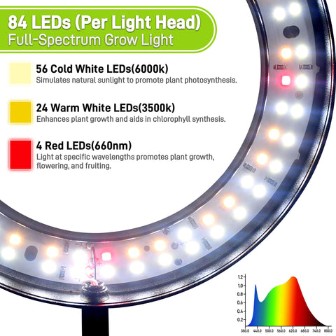 LETKEYS full-spectrum LED panel delivers 380–800 nm range.
