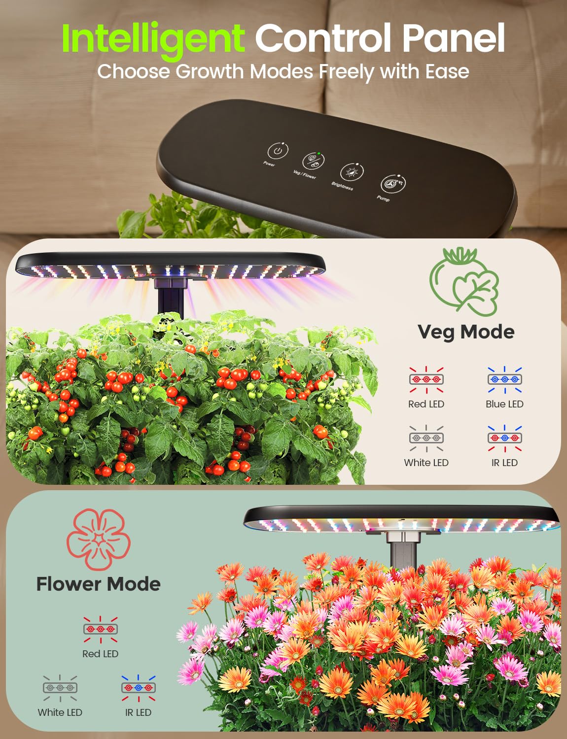 LETPOT 16-inch adjustable-height arm enables tall herbs like basil