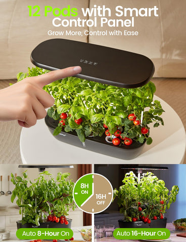 LETPOT 24W LED grow light close-up powering robust greens