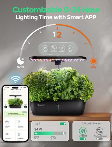 LETPOT LPH-Lite 12 pods kit with sponges and baskets ready for planting