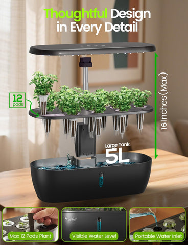 LETPOT LPH-Lite 5.5L water tank supports weeks of self-sufficient growth