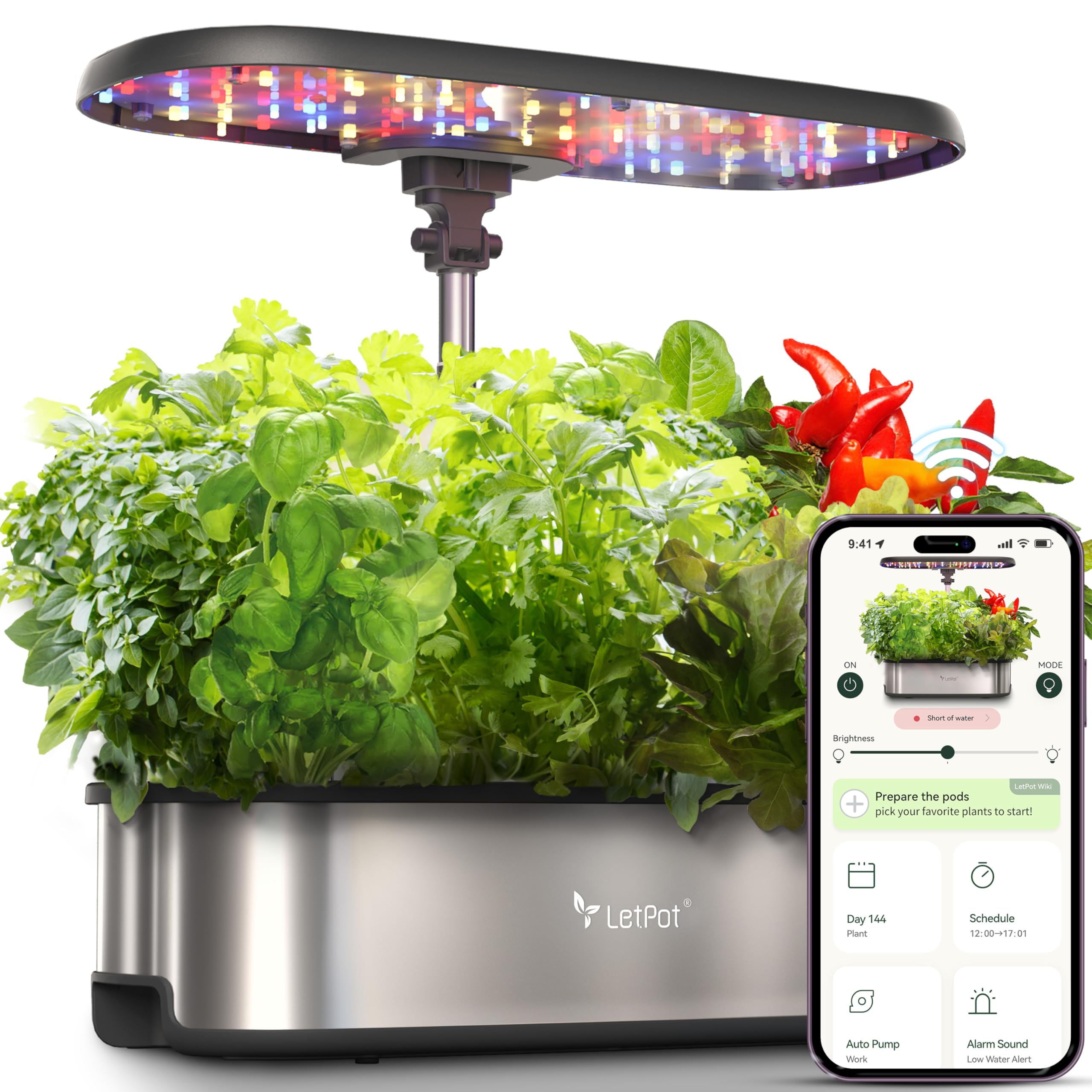 LetPot LPH-SE hydroponic system front view showing compact indoor garden setup
