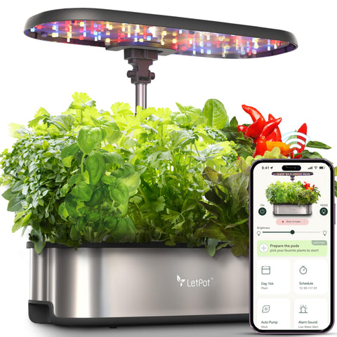 LetPot LPH-SE hydroponic system front view showing compact indoor garden setup