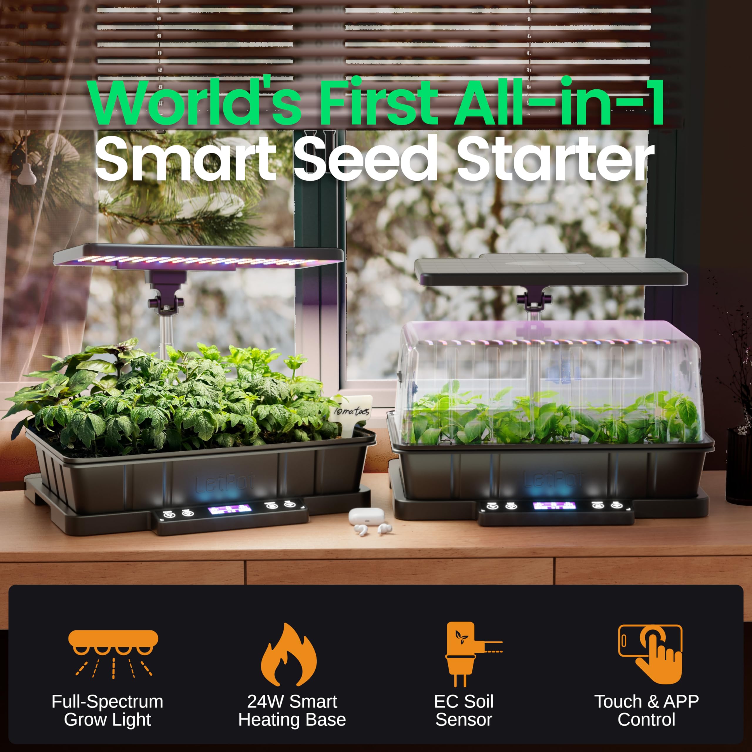 LetPot touch screen and app enable easy scheduling and remote control