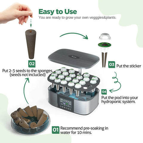 LETPOT complete hydroponic kit with sponges and baskets for versatile setups.