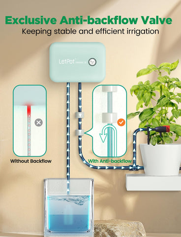 LetPot spiral lock maintains water pressure for steady irrigation