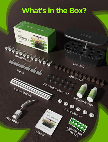 LETPOT starter kit contains sponges and baskets for quick setup