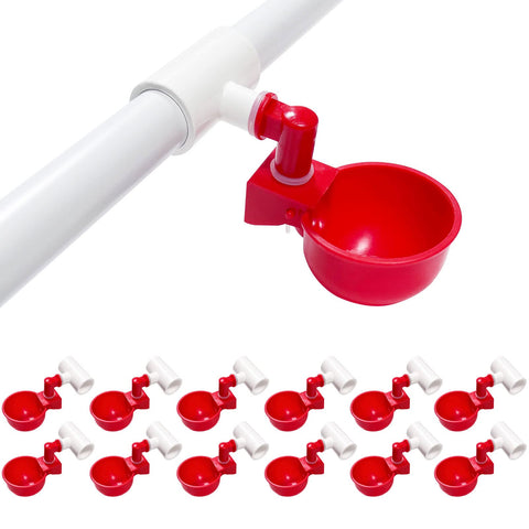 LetsFix chicken water cups with PVC tee for leak-free hydration in coops