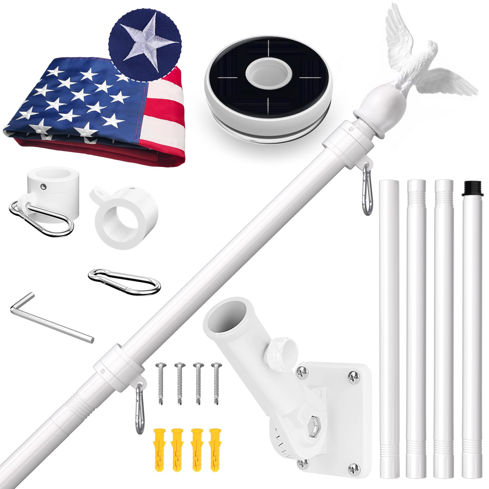 LETSTRY American flag with pole light ready for outdoor display.