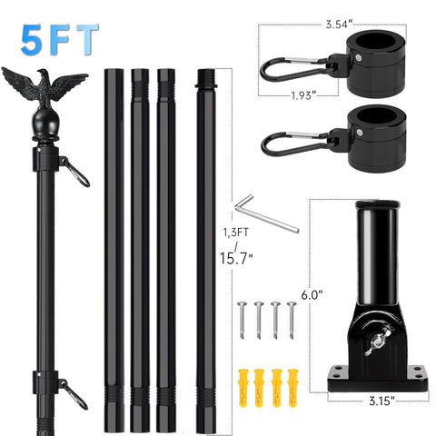 LETSTRY flag pole kit with solar light provides night visibility for flags