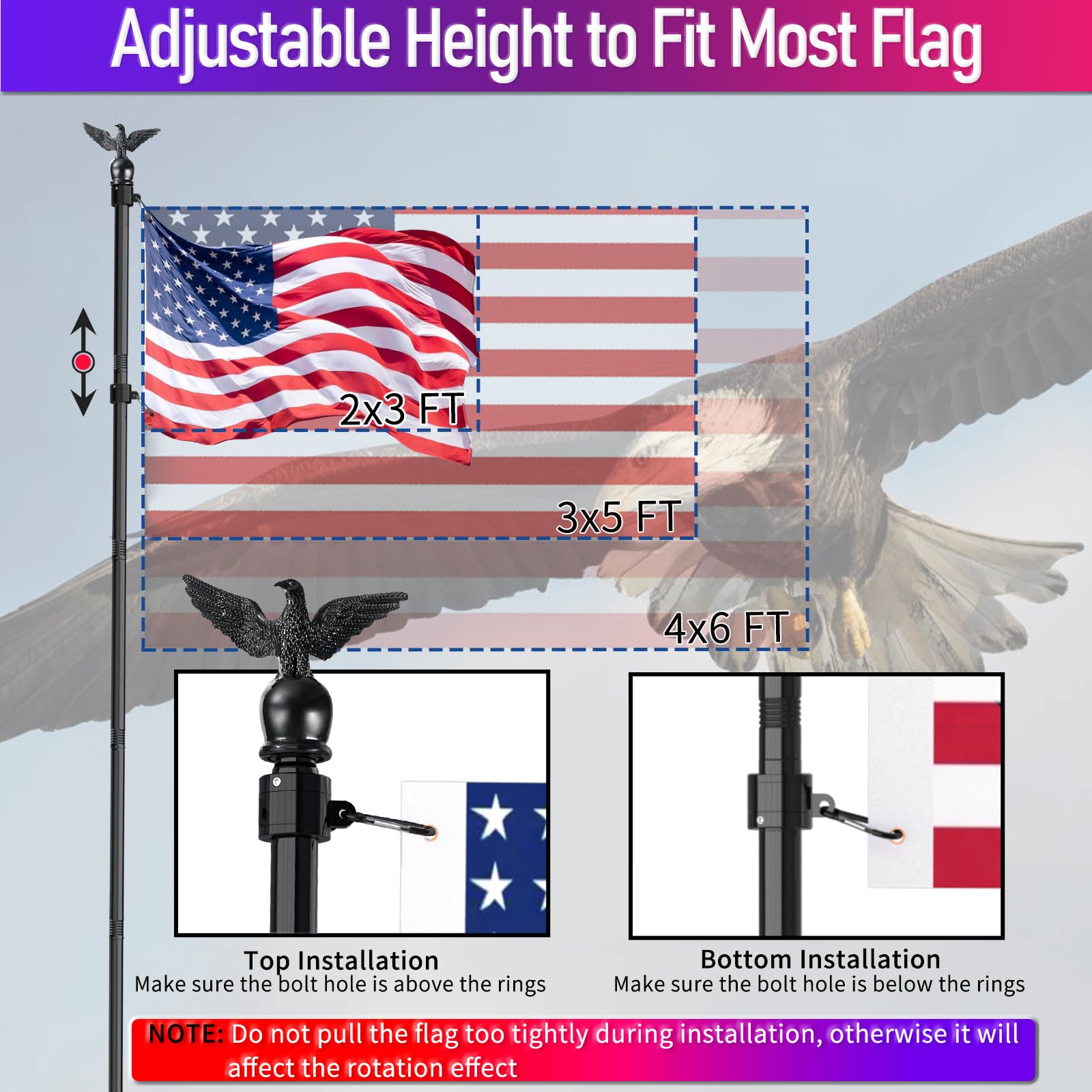 LETSTRY four-section pole enables easy assembly and storage