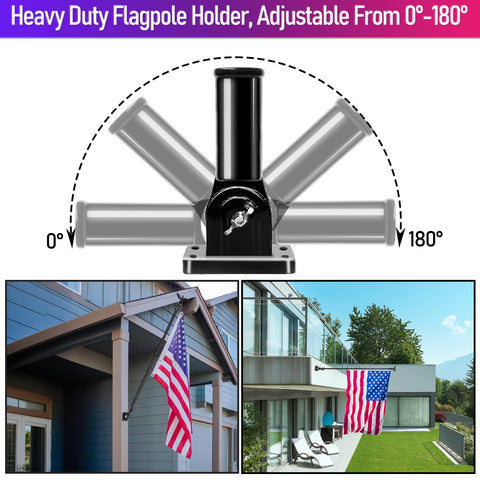 Wall-mount flag pole installation on a porch or garden wall