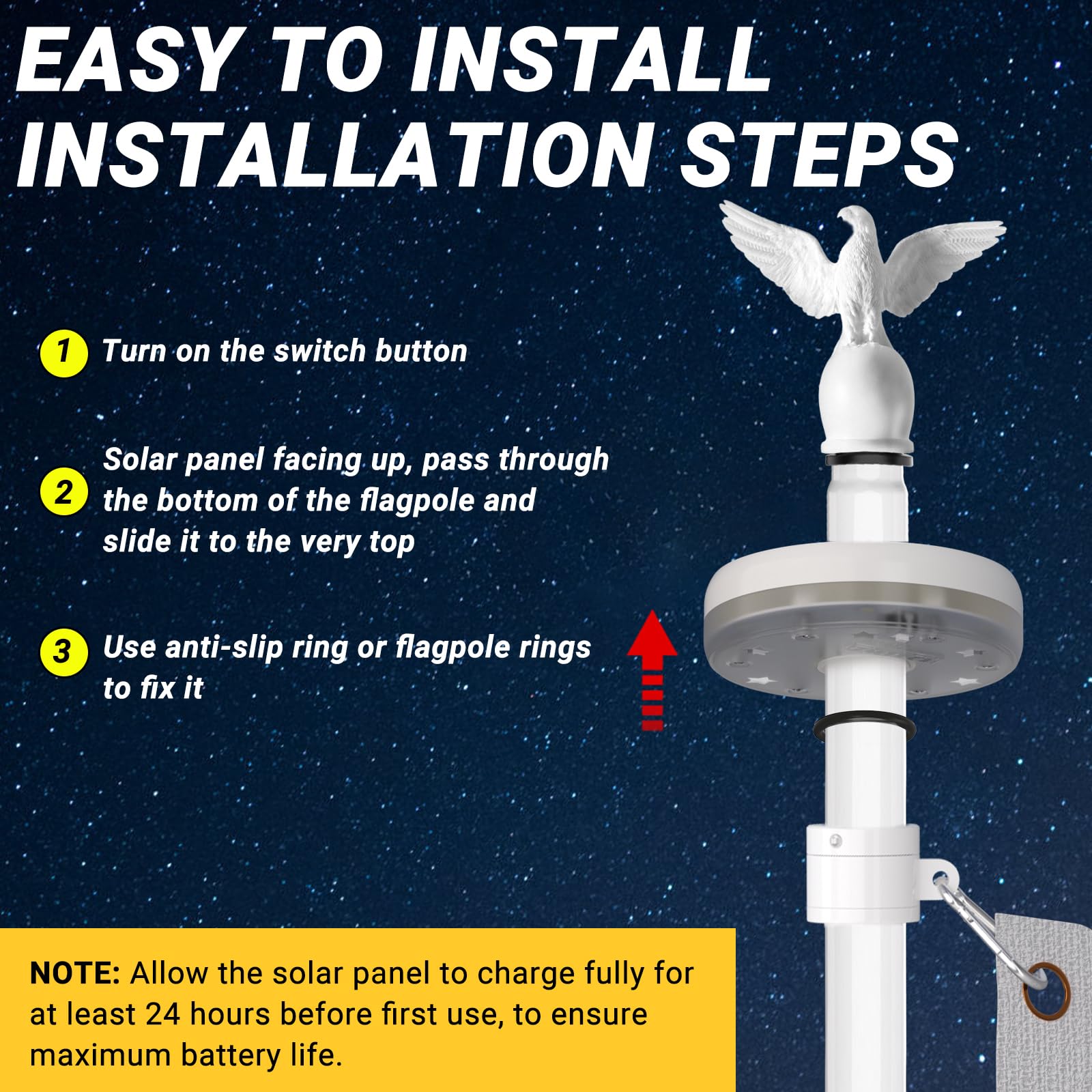 LETSTRY wall mount flagpole bracket secures the display on a home wall.