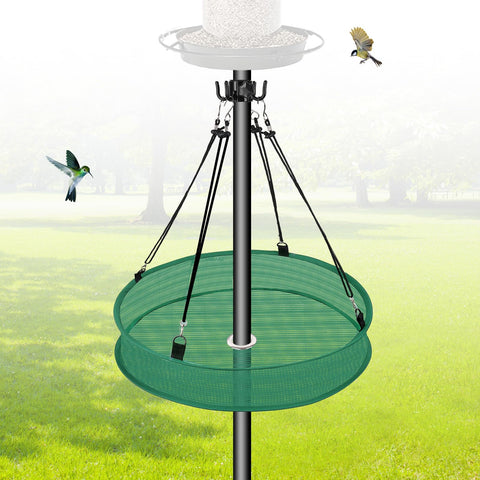 Lettry seed catcher tray on 20-inch diameter captures spilled seed for a cleaner yard.