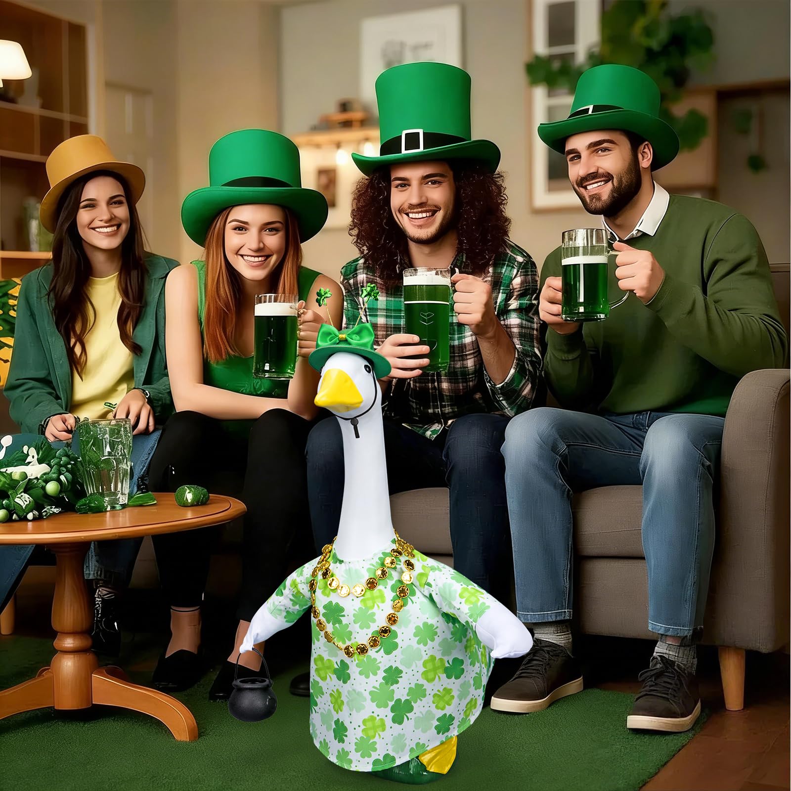 Lettry green bow hat detail adds playful adjustable clover flair