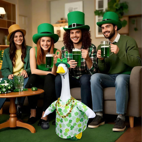 Lettry green bow hat detail adds playful adjustable clover flair