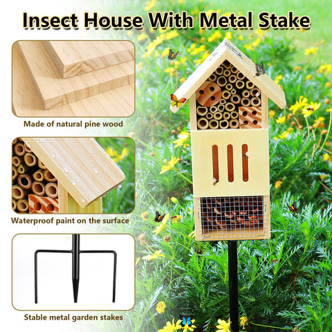 Lettry insect house hanging option under a tree for easy garden display.