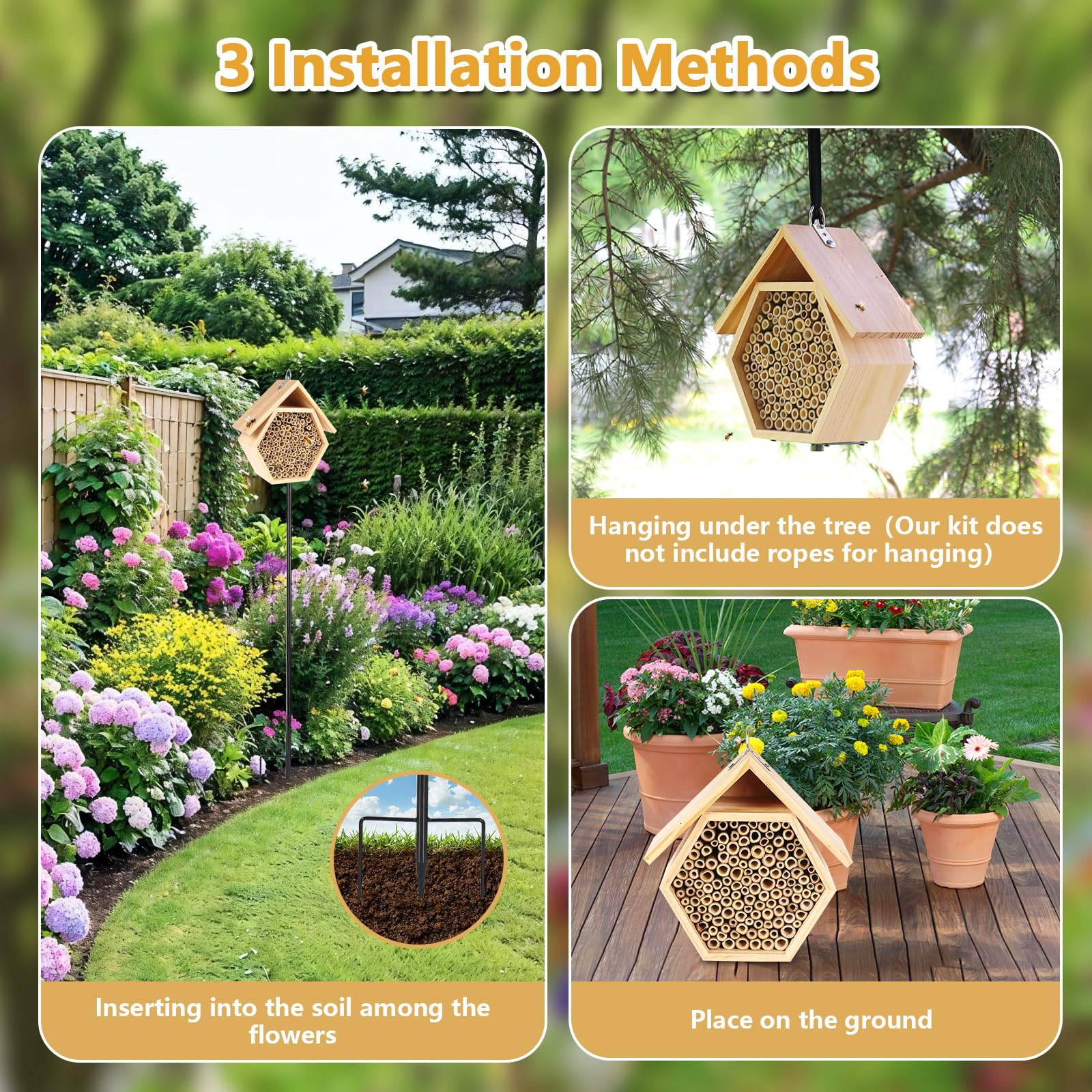 Lettry Mason Bee House ground stake setup for stable placement