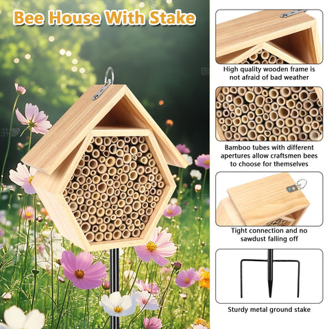 Lettry Mason Bee House side view showcasing natural wood construction