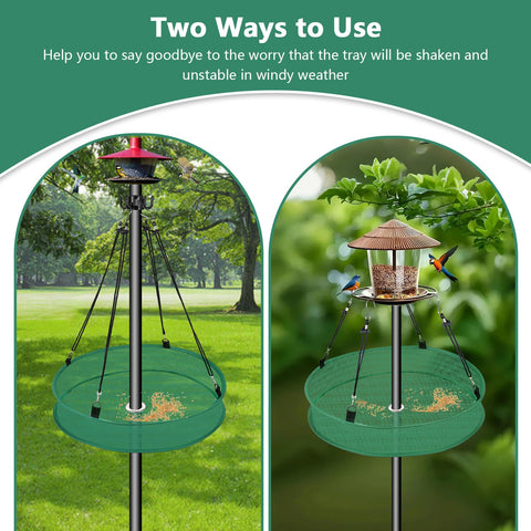 Lettry outdoor setup helps keep the area around feeders tidy for birds and gardeners.