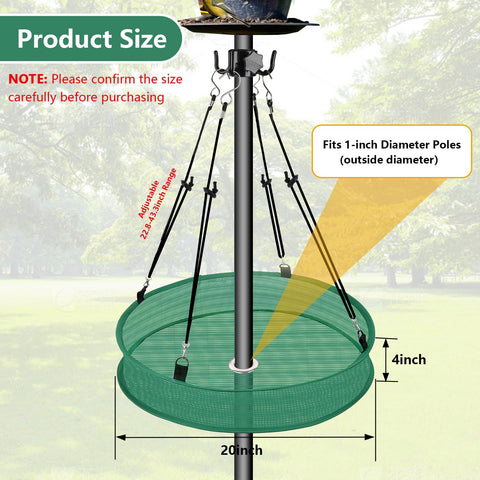 Lettry pole hanging hook provides stable attachment to a bird feeder pole.