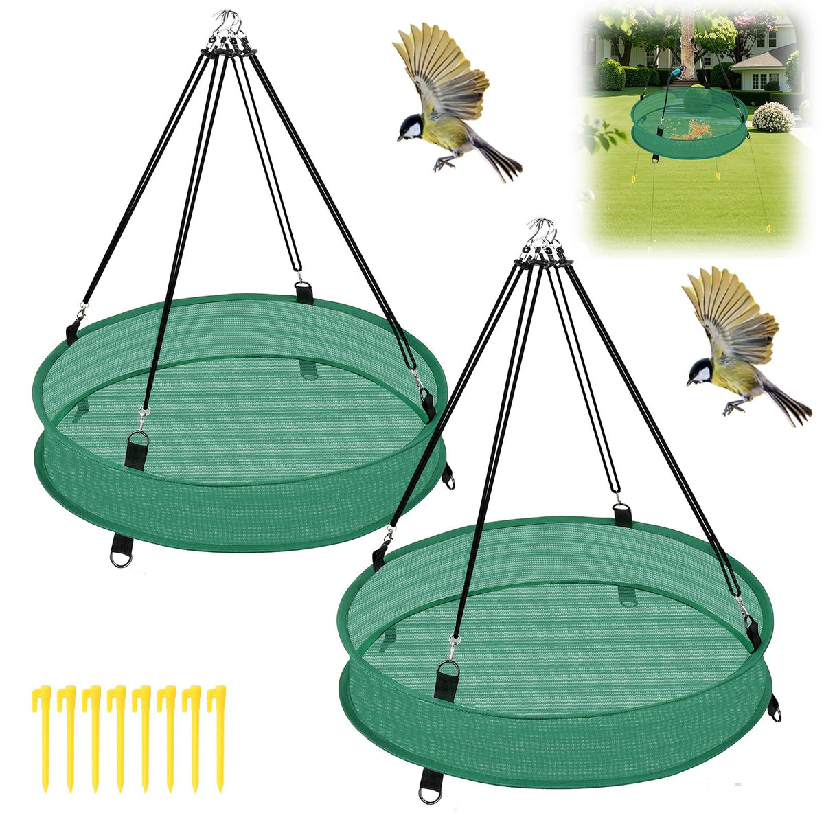 Lettry seed catcher tray 16inch green under bird feeder reduces ground mess