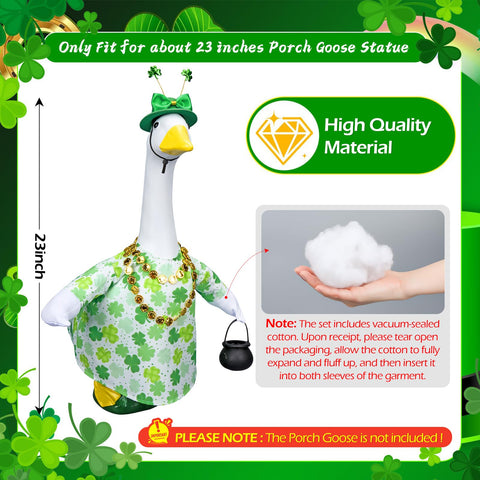Lettry shamrocks design adds bright color to outdoor goose statues