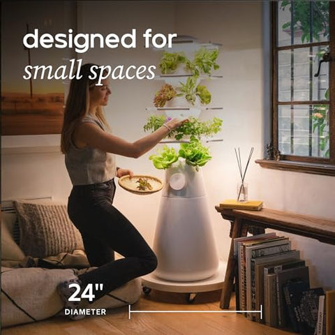 Lettuce Grow white planter stand fits oversized pots for Farmstand and Nook setups.