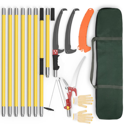 LETYANGER extendable pole saw in yellow for high-branch trimming