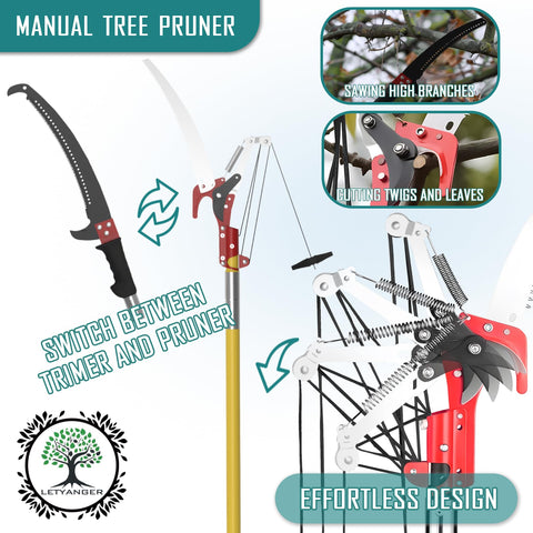 LETYANGER pulley system in use reduces pulling effort during trimming
