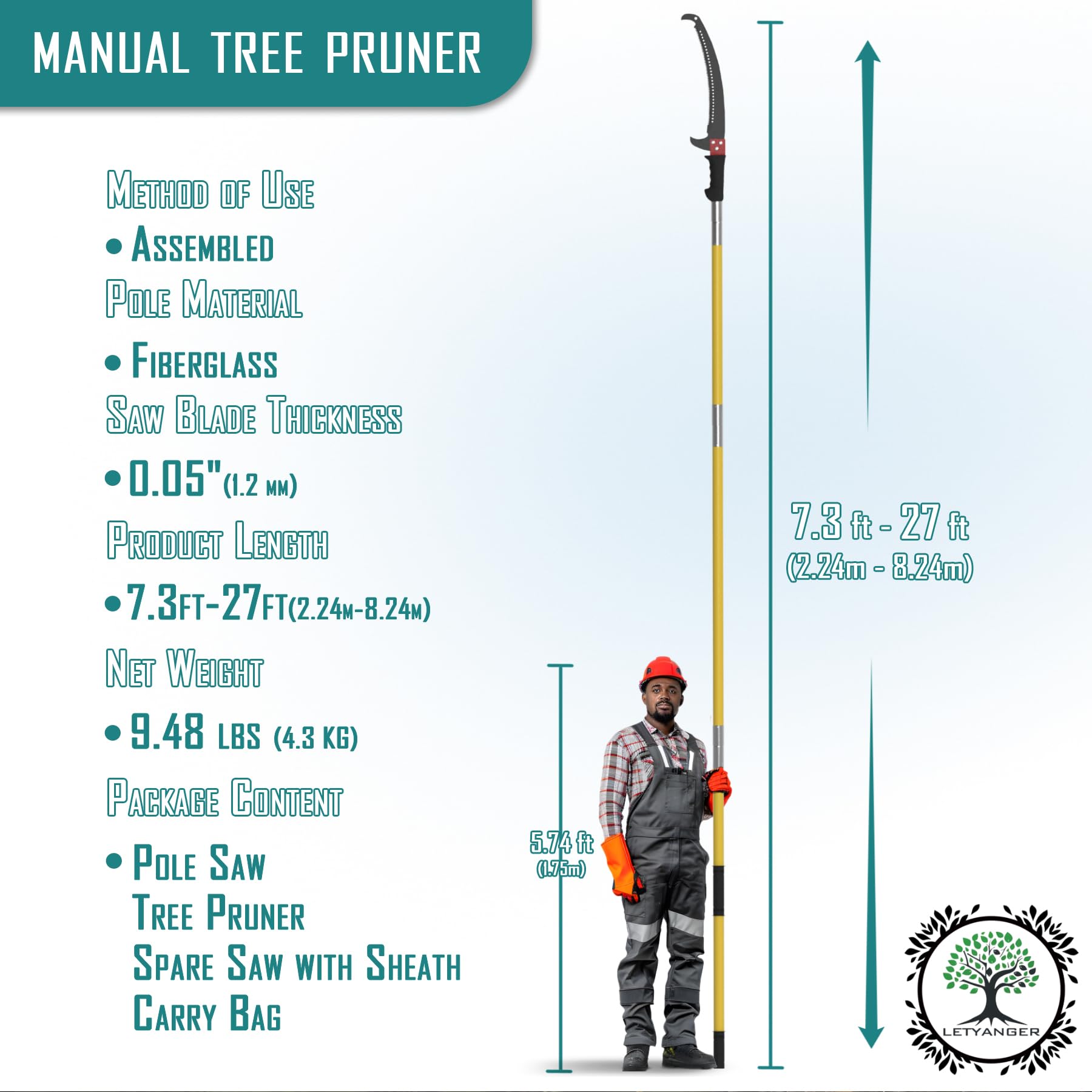 LETYANGER yellow poles improve visibility for safer trimming