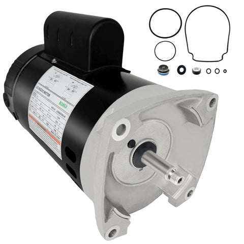 LEUNGOO B2853 1 HP pool pump motor front view for easy replacement