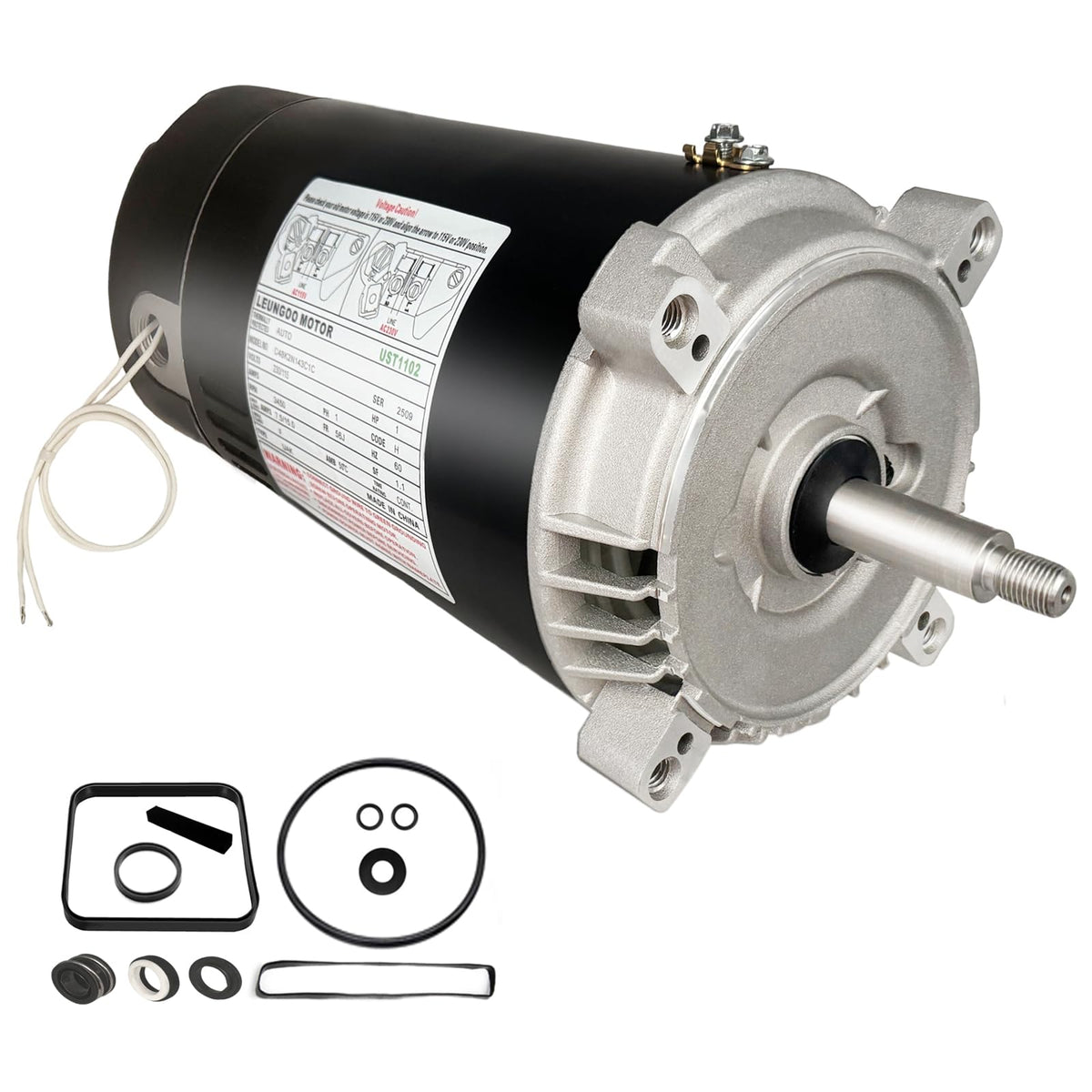 LEUNGOO UST1102 pool pump motor close-up highlighting durable build for reliable pool circulation.