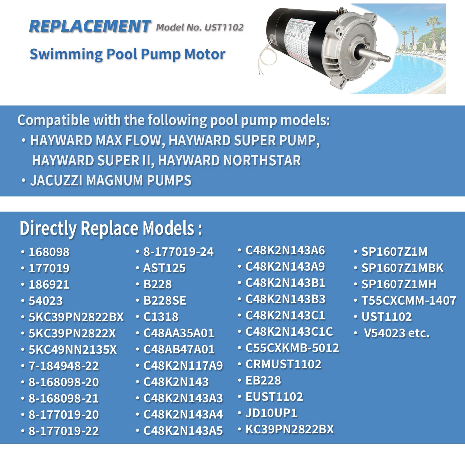 Seal kit included with LEUNGOO UST1102 pump motor for hassle-free installation.