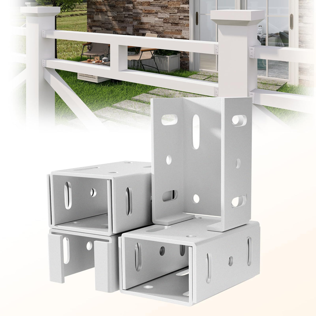 LEVENDOR aluminum fence bracket connects fence panel to post for stable installation