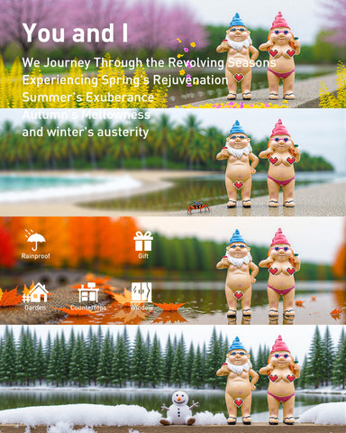 Leverse gnome holding drink with sunglasses adds whimsy to outdoor corners
