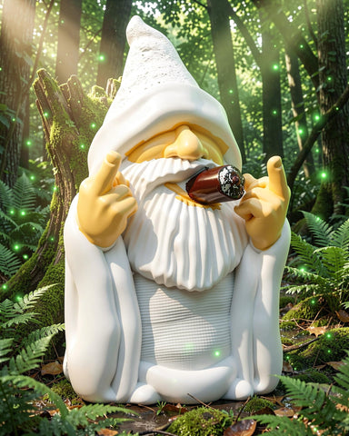 Leverse middle finger decor statue front view, playful garden focal point for outdoors