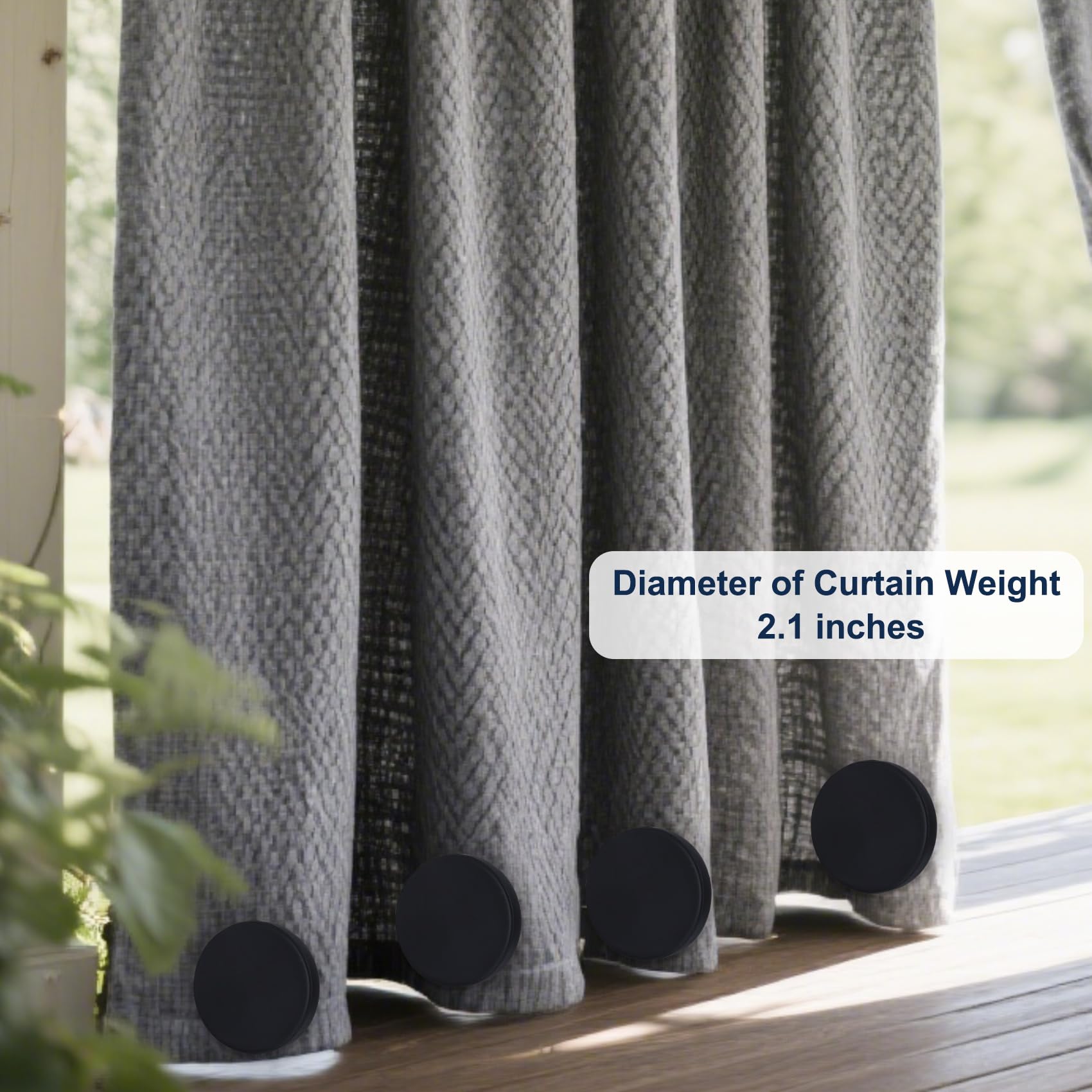 LEVOSHUA wind-resistant weights keep patio drapes in place during gusts.