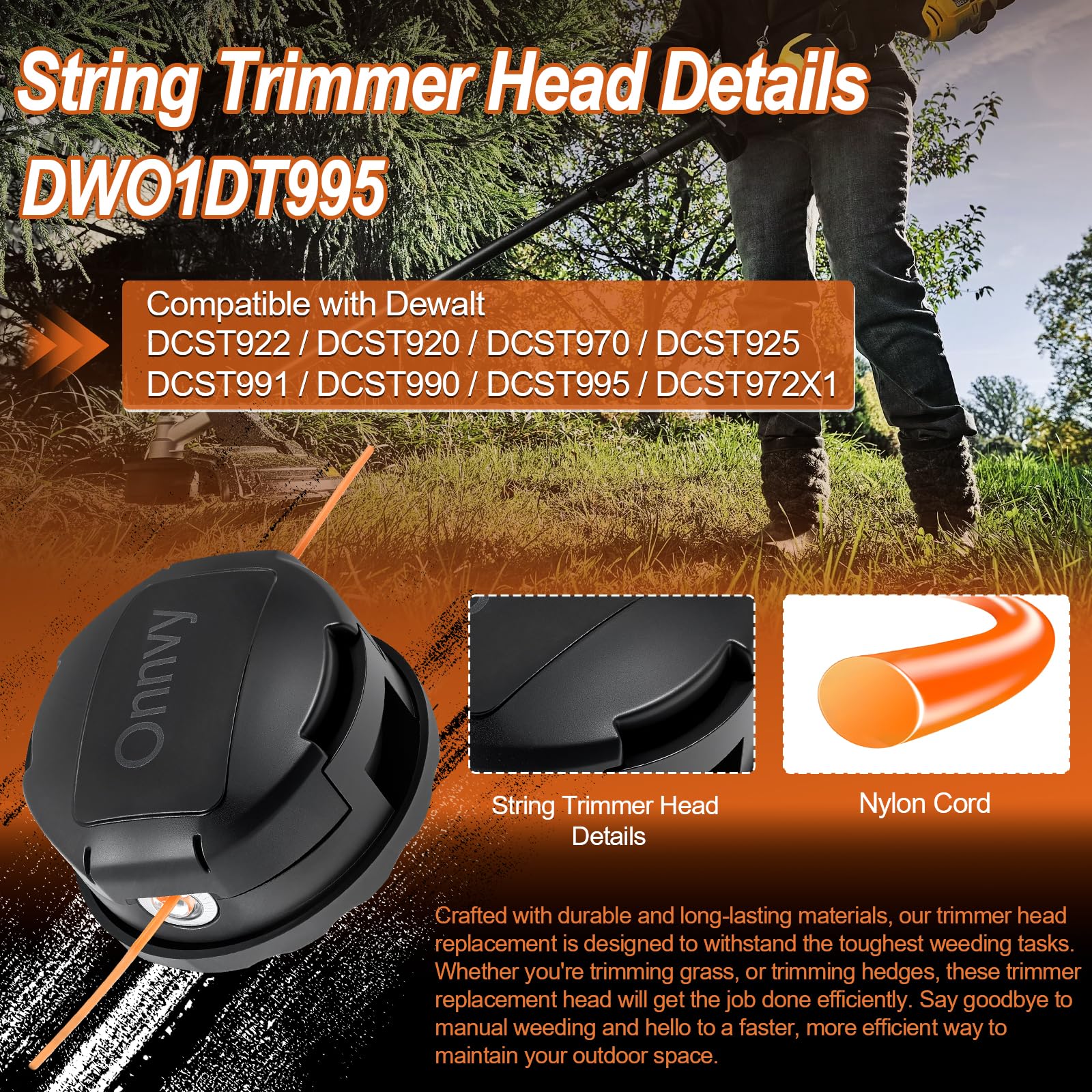 LEWEREST DWO1DT995 quick-load design enables fast setup for your trimmer.