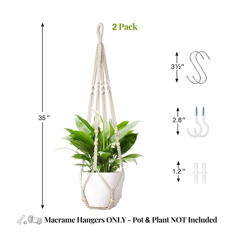 LEWESU indoor-outdoor macrame hanger supports diverse pots.