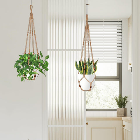 Natural jute texture enhances cozy boho decor with LEWESU hangers.