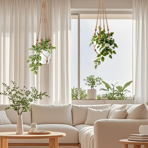 LEWESU wood bead accents add boho charm to any corner.