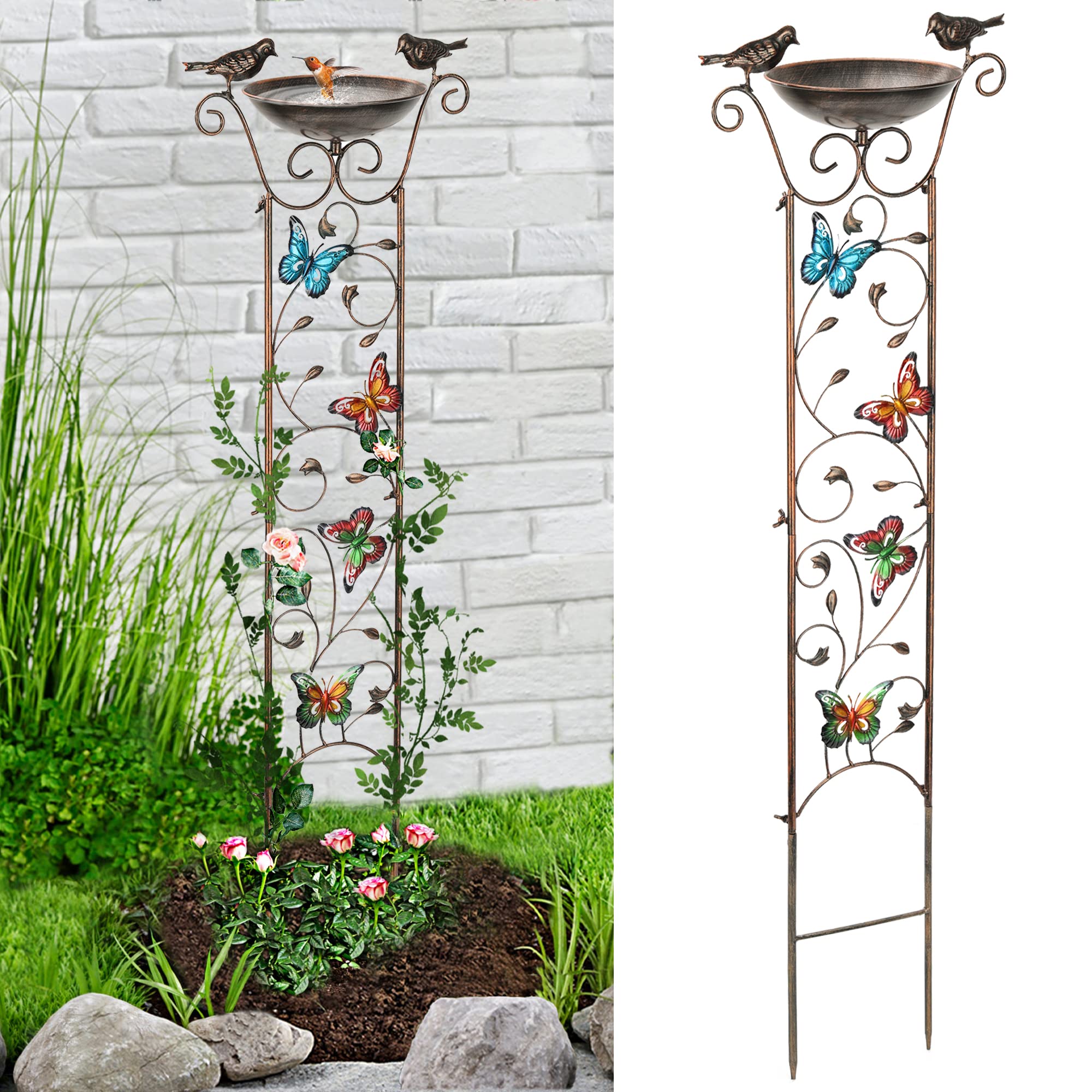 LEWIS&WAYNE garden trellis bird bath top bowl invites birds to drink and bathe