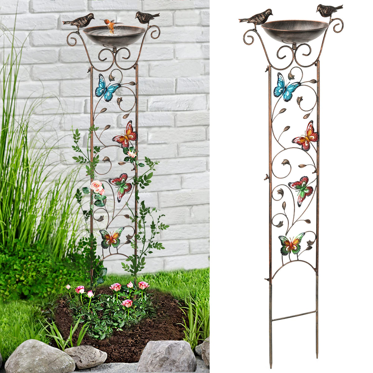 LEWIS&WAYNE garden trellis bird bath top bowl invites birds to drink and bathe