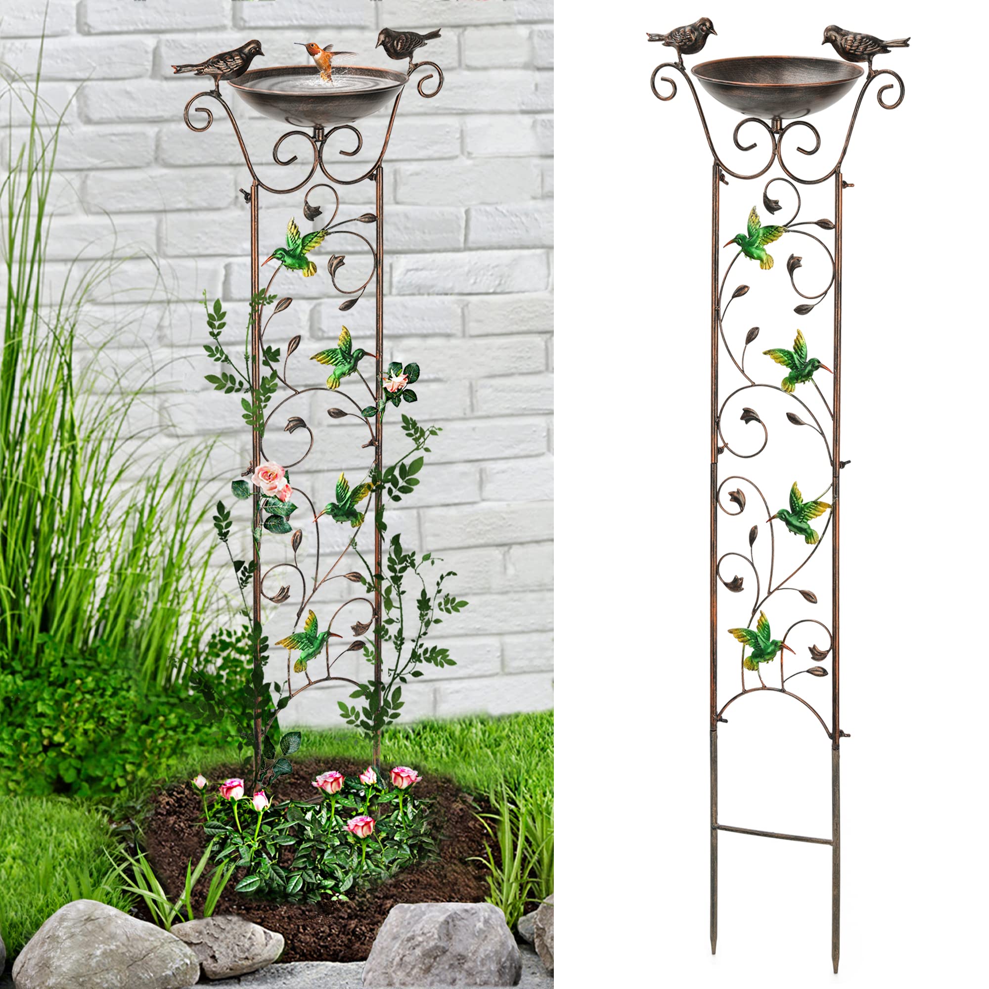 LEWIS&WAYNE garden trellis bird bath top bowl invites birds to bathe