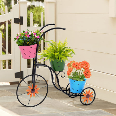 LEWIS&WAYNE 3-tier planter with colorful pails brightens garden